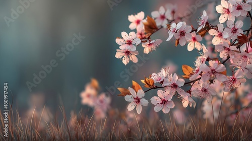 Flowering Wildflowers Sway Gently in Sunlight at Dusk