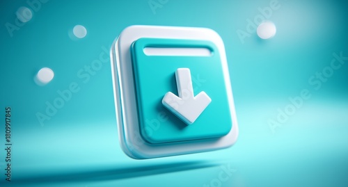 Download Button Icon on a Blue Background With Soft Lighting for Digital Cont...