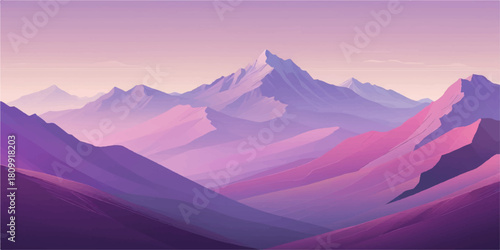Soft lavender gradient mountains under a calm dawn sky, creating a dreamy vector landscape perfect for premium backgrounds.
