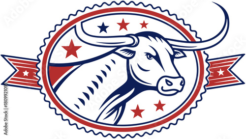 Retro Texas Longhorn Badge – Vintage Western Americana Rustic Lone Star Pride Vector Design