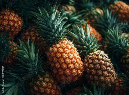 Fresh Pineapples in a Market Setting During Daytime