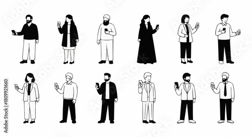 Diverse Group of People Using Smartphones in Various Settings.