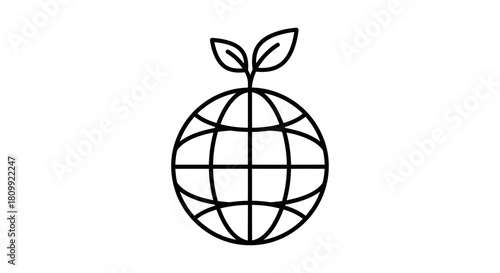 Eco Globe Icon – Sustainable Earth, Green Planet, Global Ecology Symbol