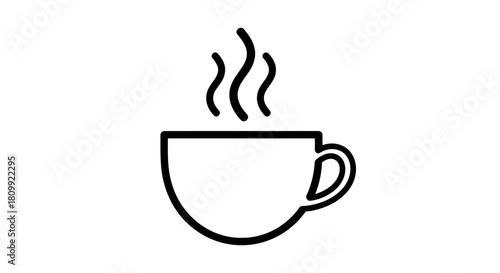 Steaming Hot Coffee Cup Icon: Warm Beverage Symbol