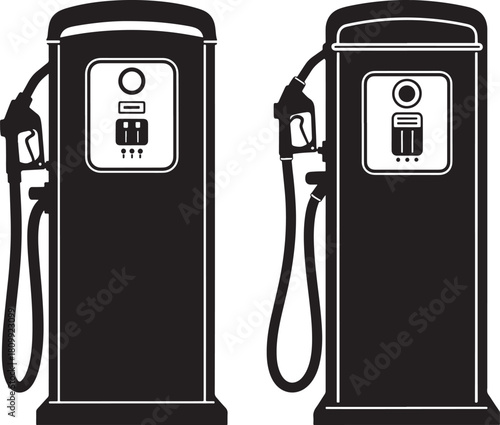 Two vintage gas pumps silhouette