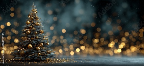 Festive Christmas Tree Decorated With Lights and Ornaments Glowing in a Cozy ...