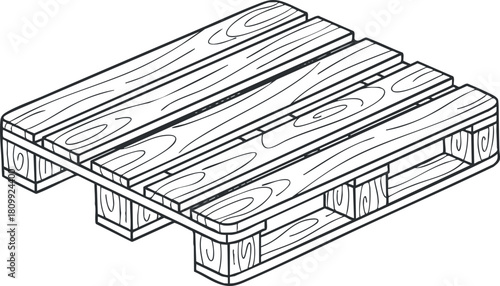 Outline vector illustration of a wooden pallet for industrial and logistics design applications.