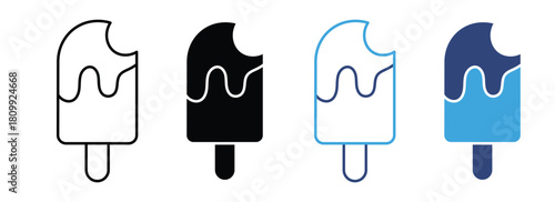 Bitten ice cream bar icon set. vector illustration