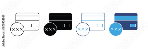 Credit card security icon set. CVC code icon set. vector illustration