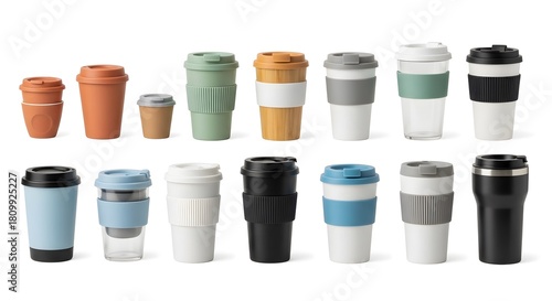 Wallpaper Mural Assortment of reusable travel mugs and coffee cups for eco-friendly sustainable lifestyle Torontodigital.ca