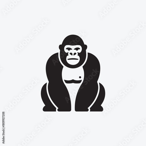 Gorilla Head and Chest Silhouette Logo Vector Design