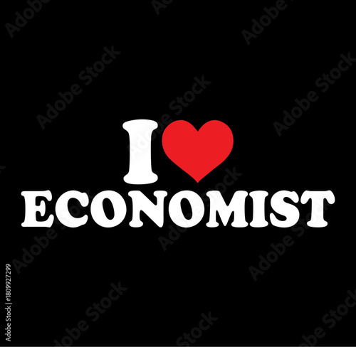 Iconic i love economist heart symbol with a bold red heart and text in a clean modern silhouette style perfect for expressing admiration for the publication