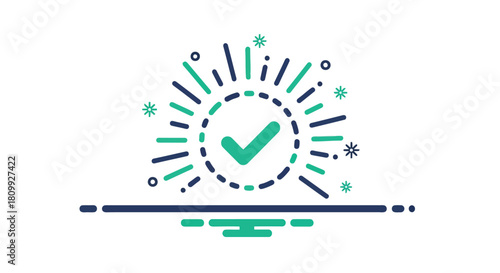 Illustration of a check mark with confetti