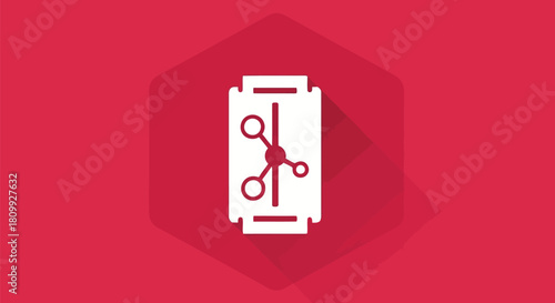 Razor blade with chemical structure red background