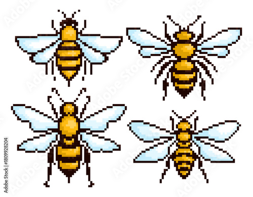 The set pixel bee symbol in flight.
