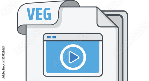 Illustration of a veg file format with a play button