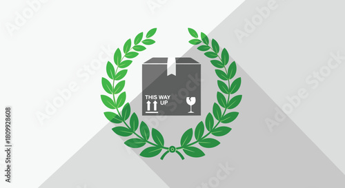 Illustration of a fragile package with a laurel wreath