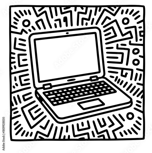 Photo or graphic editor on computer vector illustration, flat cartoon laptop screen with design or image editing software or program on workplace desktop table image
