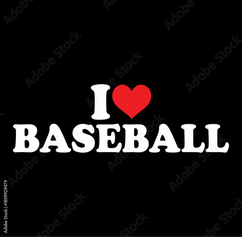 Dynamic silhouette of a baseball player in action expressing a passionate i love baseball sentiment perfect for sports enthusiasts and apparel designs
