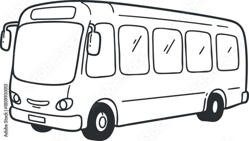 Outline vector illustration of a bus designed for urban transportation and public transit projects