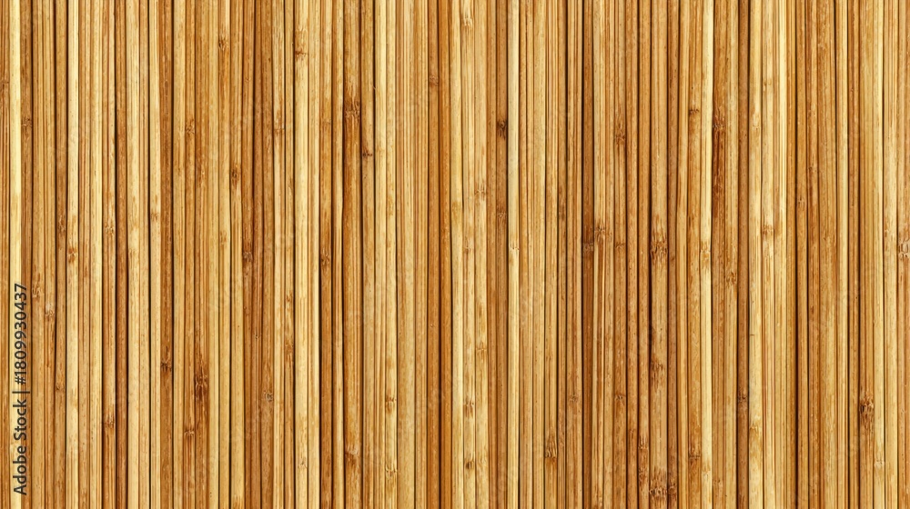 Fototapeta premium Natural bamboo sticks create a warm and inviting texture. The vertical arrangement highlights their smooth surface and earthy tones ideal for design projects and backgrounds.
