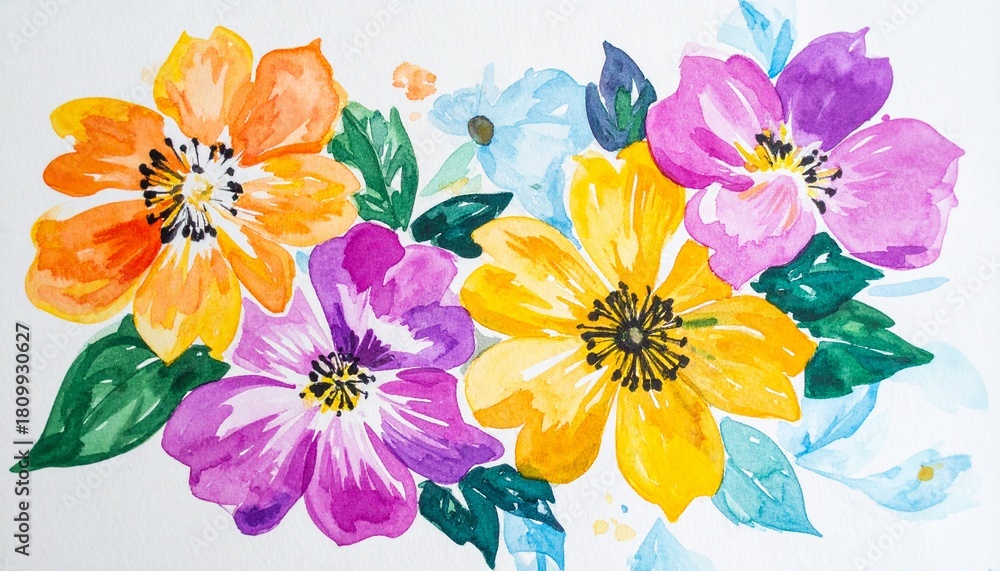 Obraz premium Watercolor illustration of flowers