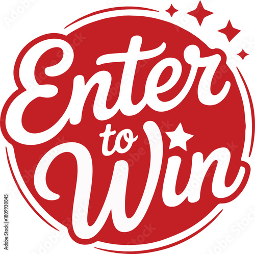 Enter To Win Round Red Sticker | Contest Raffle Promotion for Giveaways and Marketing