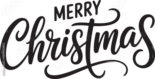 Merry Christmas Black Calligraphy Text | Holiday Greeting for Cards and Marketing