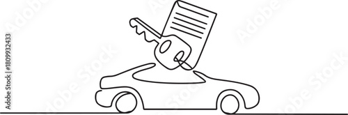 Continuous one line design of car dealership agreement. one line Icon drawing with white background