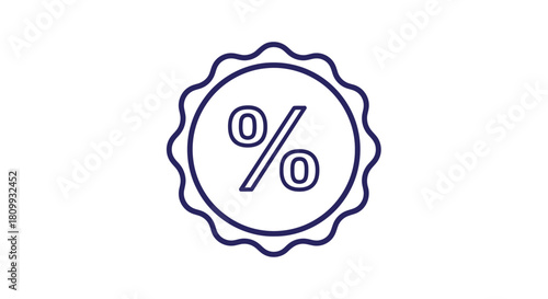 Percentage sign in a circle, representing discount
