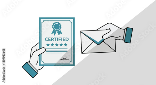 Certified document and envelope illustration