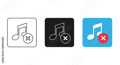 Music note with cross mark for audio removal