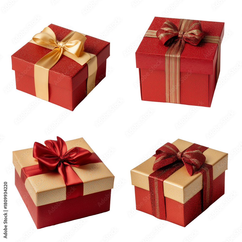 Obraz premium Red & Gold Gift Box Set-cutout