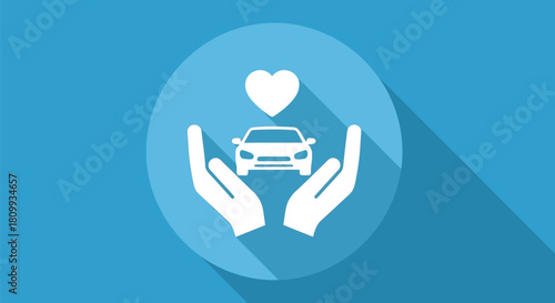 Hands holding a car with a heart, symbolizing love for automobiles