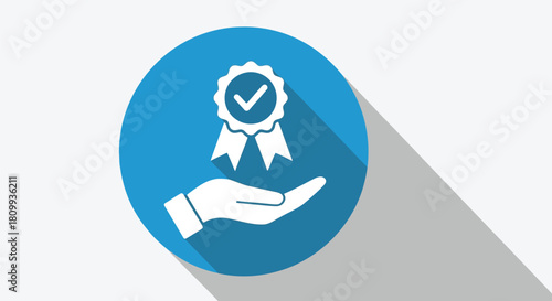 Hand holding a quality badge for assurance
