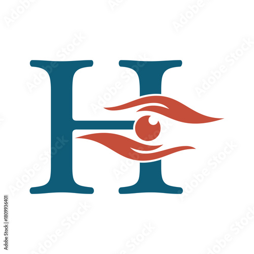 Initial Letter H Charity Logo Combine with Hand and Eye Symbol