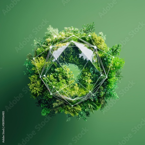 Designing an esg icon concept featuring environmental elements digital art abstract nature green background