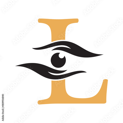Initial Letter L Charity Logo Combine with Hand and Eye Symbol