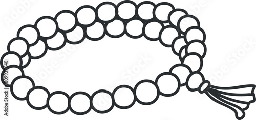 Outline vector illustration of a beaded bracelet, perfect for fashion accessories, jewelry design, or spiritual practices.