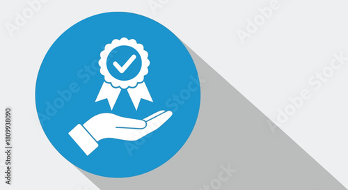 Hand holding a quality badge