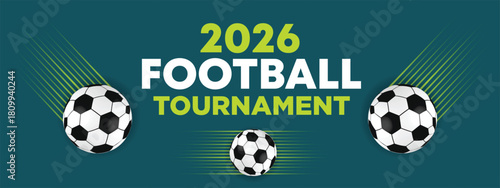 2026 Football Tournament Green Wave Sports Poster with Clean Ball Layout
