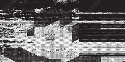 Layered Geometric Glitch Texture with Blocky Shapes and Fine Horizontal Static