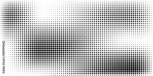 Halftone faded gradient texture. Grunge halftone grit background. White and black sand noise wallpaper. Retro pixilated vector backdrop