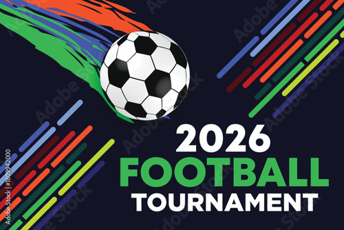 2026 Football Tournament Multicolor Line Motion Banner for Sports Events