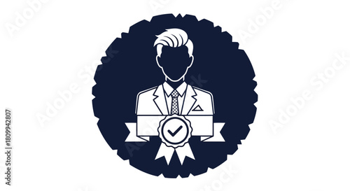 Professional man with ribbon badge