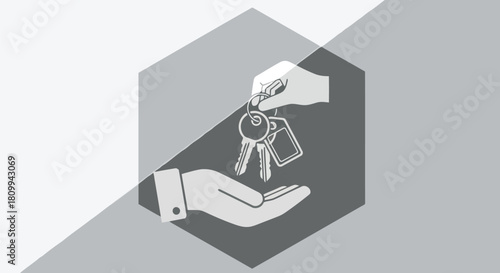 Hand holding keys icon representing property, real estate, and ownership