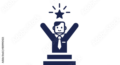 Illustration of a successful businessman with a star