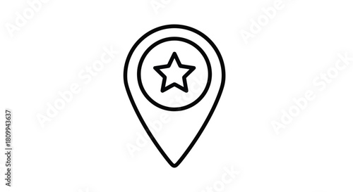 Star inside location pin icon for mapping apps