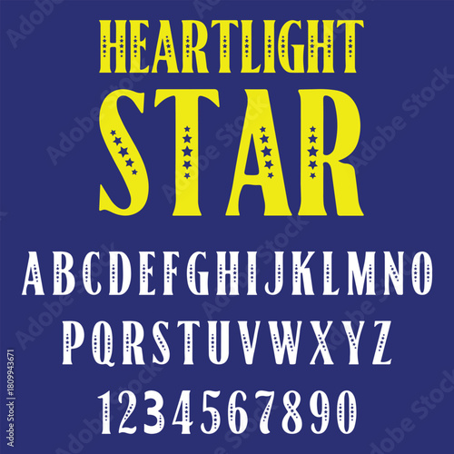 Heartlight Star is a decorative vector font featuring charming star effects and playful shapes, perfect for kids’ designs, party invitations, branding, quotes, crafts, and creative projects.