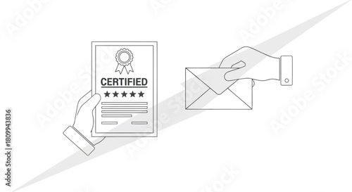 Certified document and hand sending an envelope